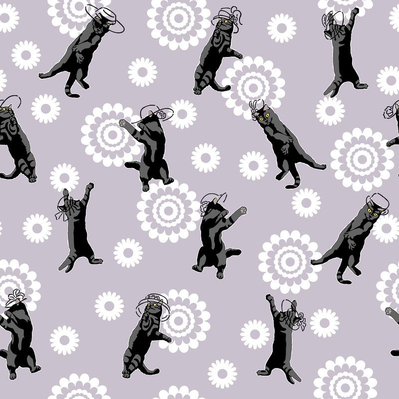 A0000186 – 猫総柄　花ハット – パープル