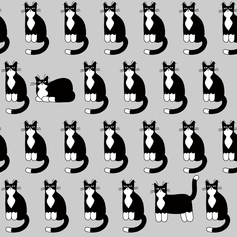 A0000175 – ハチワレ　おすわり – グレー