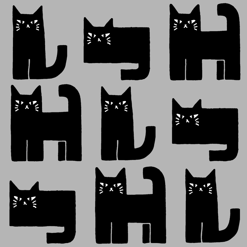 A0000165 – しかく猫　黒 – グレー