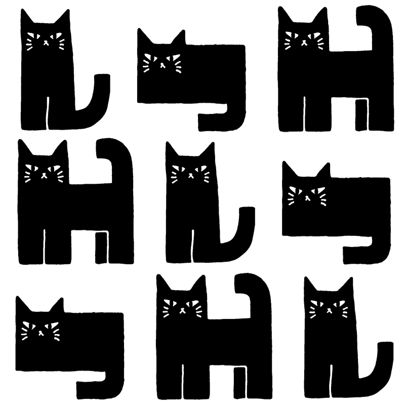 A0000163 – しかく猫　黒 – ホワイト