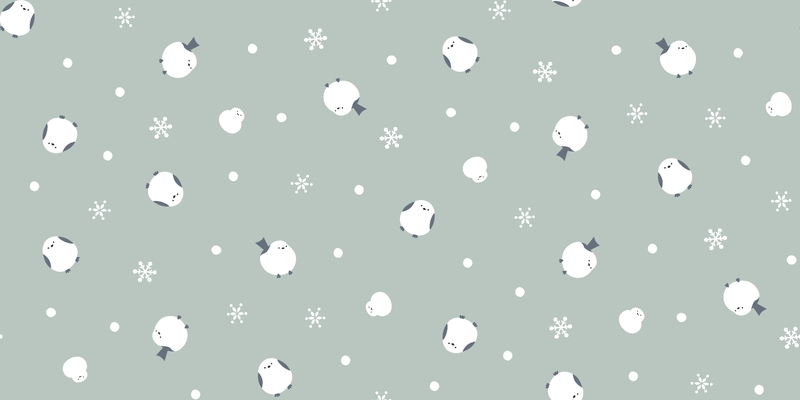 A0001949 – シマエナガと雪だるま – グレイッシュピスタチオ