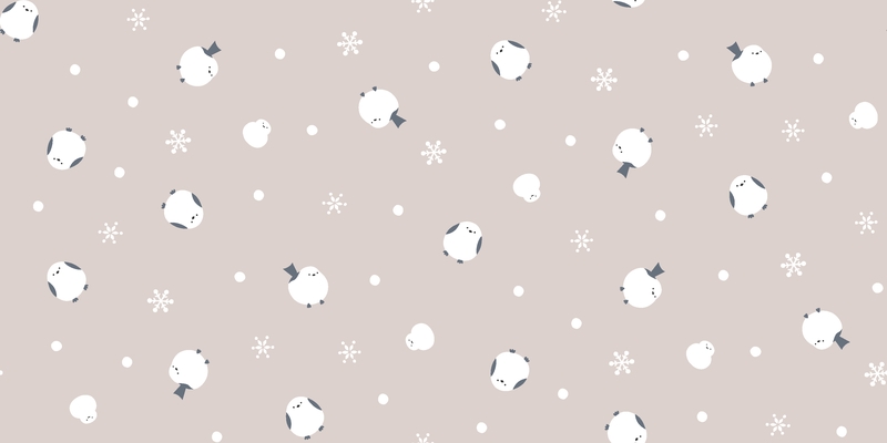 A0001945 – シマエナガと雪だるま – ライトベージュ