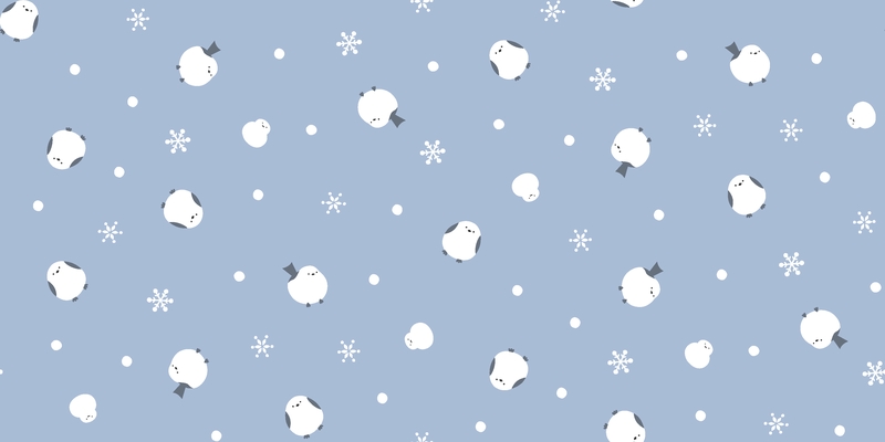 A0001951 – シマエナガと雪だるま – グレイッシュブルー