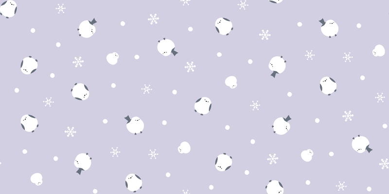 A0001941 – シマエナガと雪だるま – ラベンダーグレイ