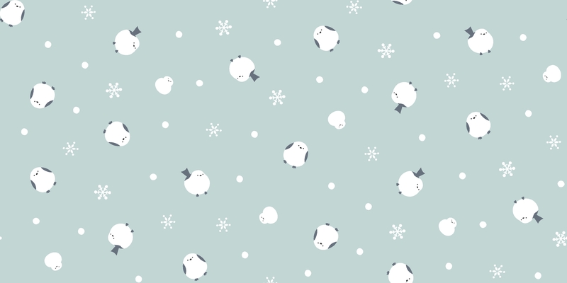 A0001948 – シマエナガと雪だるま – グレイッシュエメラルド