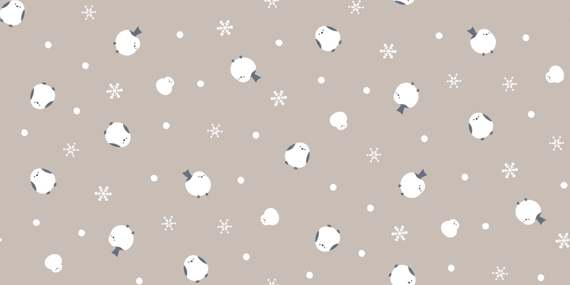 A0001944 – シマエナガと雪だるま – ベージュ