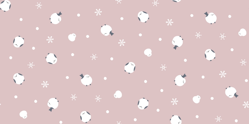 A0001943 – シマエナガと雪だるま – グレイッシュコーラル