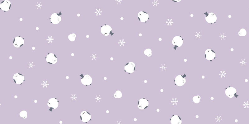 A0001940 – シマエナガと雪だるま – グレイッシュラベンダー