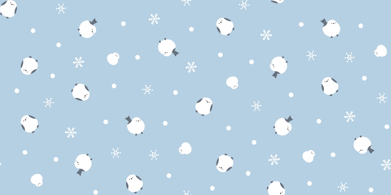 A0001950 – シマエナガと雪だるま – ライトターコイズ